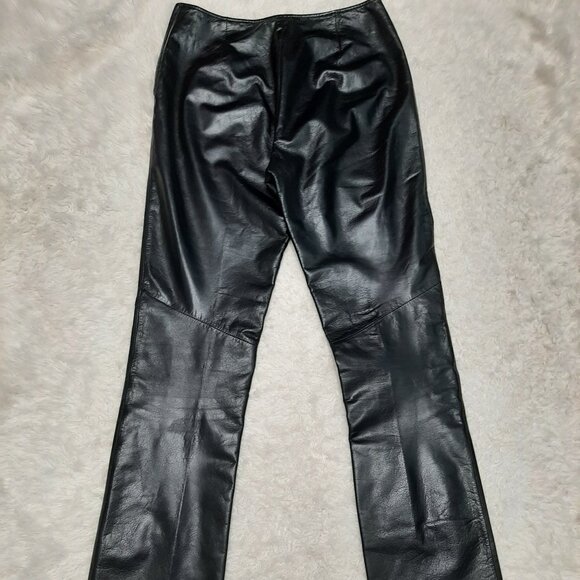 Danier Women's Black Leather Bootcut Pants Size US6 - Picture 4 of 11